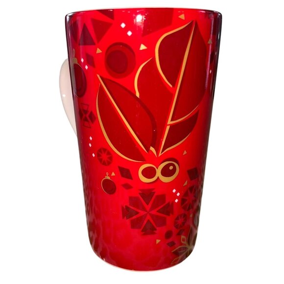 Starbucks Red Holiday Mug Set Small & Tall Christmas RED WHT GLD Holly Berries - Picture 5 of 11